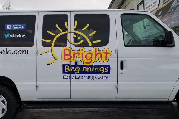Vinyl Logo & Letters on Bright Beginnings Van